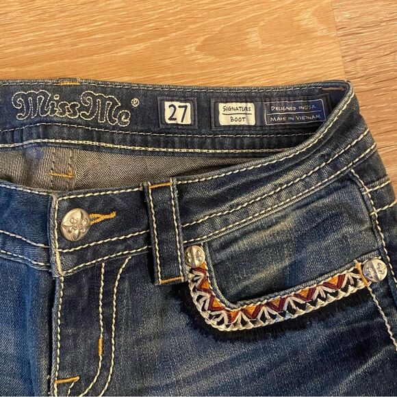 Miss Me Signature Boot Jewel Women’s Size 27 | Embezzled Thick Stitch Aztec - Picture 4 of 6